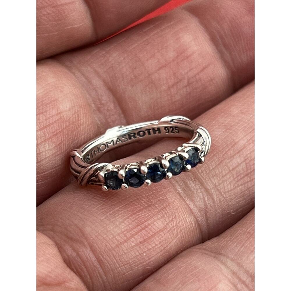 Peter Thomas Roth Sterling Silver Signature Romance Stack Ring Sapphire Size 7 - Picture 6 of 12